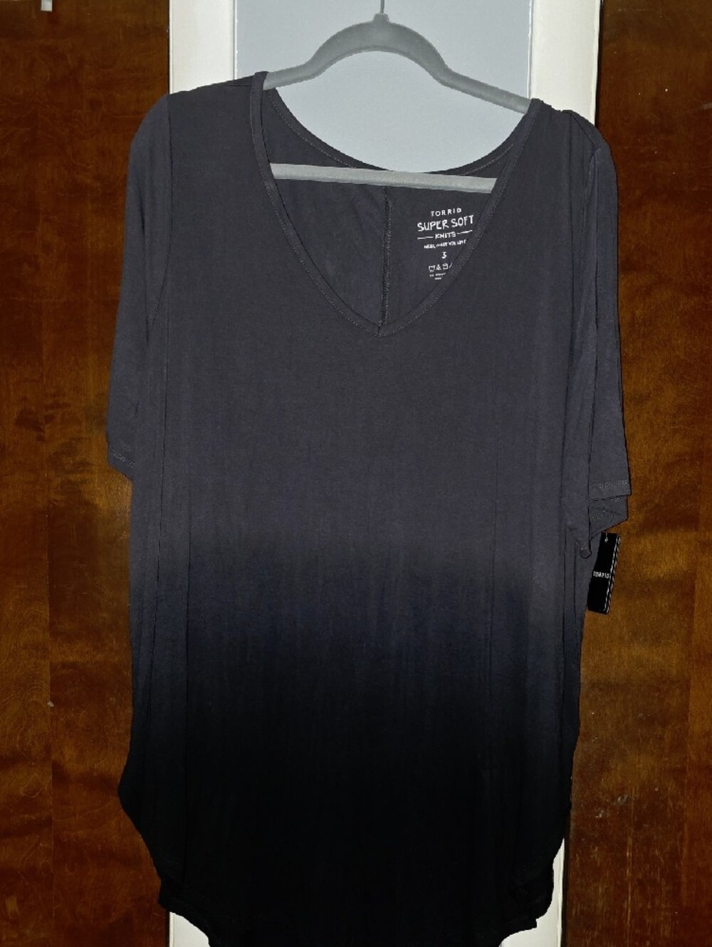 NWT Size 3 Torrid Ombre Grey To Black Short Sleeve Soft Tunic Top